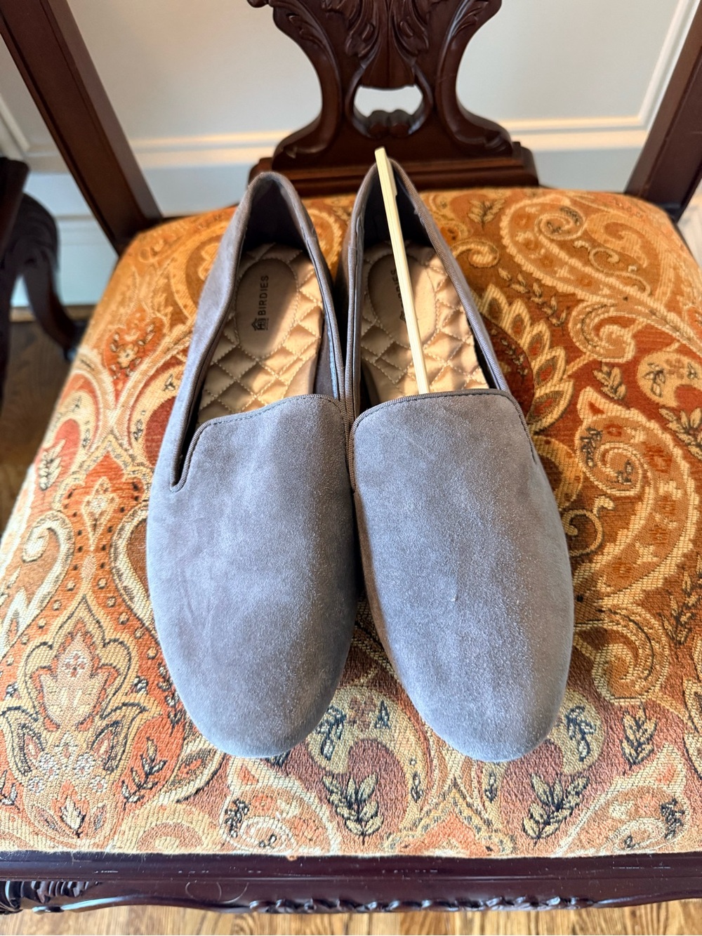 Birdies NWOT Gray Leather uppers. slip on loafer’s. 9.5